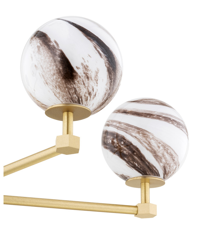 Aruba Multi Arm Pendant Ceiling 5 Light White-Brown (Marble Colour) Brushed Brass-5