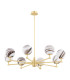 Aruba Multi Arm Pendant Ceiling 8 Light White-Brown (Marble Colour) Brushed Brass-2