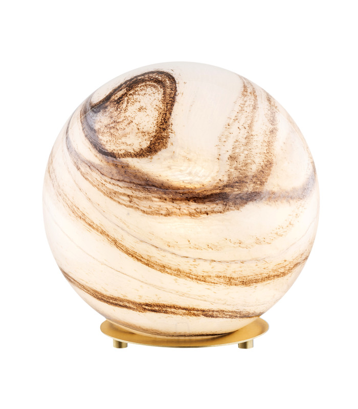 Aruba Globe Table Lamp White-Brown (Marble Colour) Brushed Brass-1
