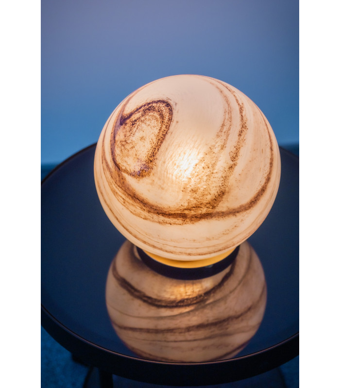 Aruba Globe Table Lamp White-Brown (Marble Colour) Brushed Brass-4