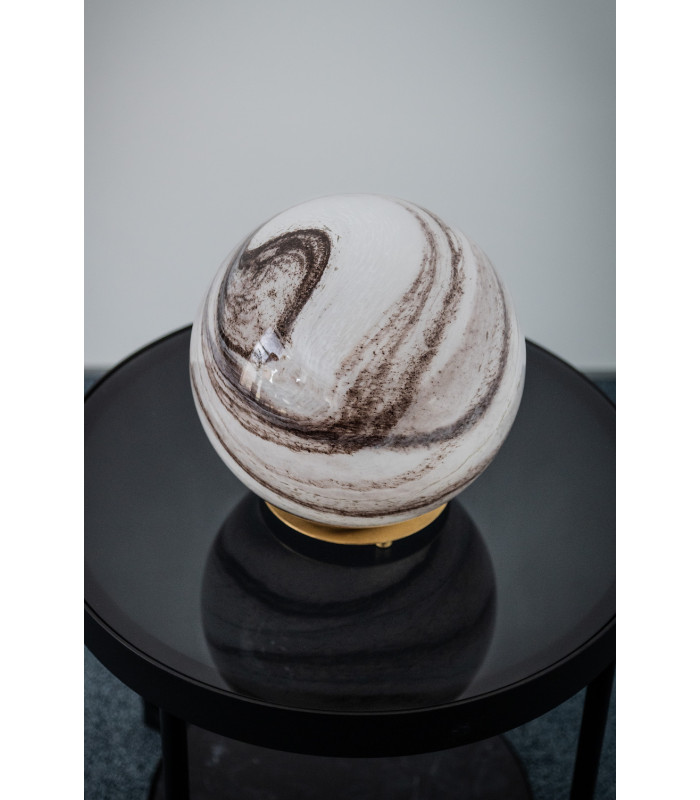Aruba Globe Table Lamp White-Brown (Marble Colour) Brushed Brass-5