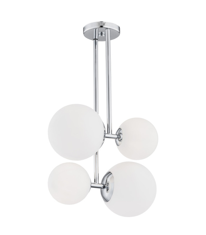 Aspen Globe Pendant Ceiling 4 Light Opal Matt Chrome-1