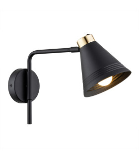 Avalone Dome Wall Lamp Black Structure Brass Elements V1-1