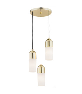 Burgos Cluster Pendant Ceiling 3 Light Opal Matt Brass Steel-1