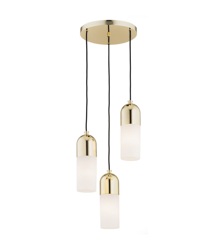 Burgos Cluster Pendant Ceiling 3 Light Opal Matt Brass Steel-1