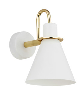 Beverly Dome Wall Lamp White Structure Brass Elements-2