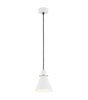 Beverly Dome Pendant Ceiling Light White Structure Brass Elements-1