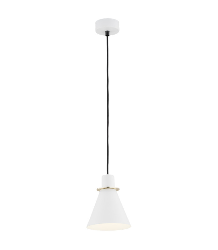 Beverly Dome Pendant Ceiling Light White Structure Brass Elements-1