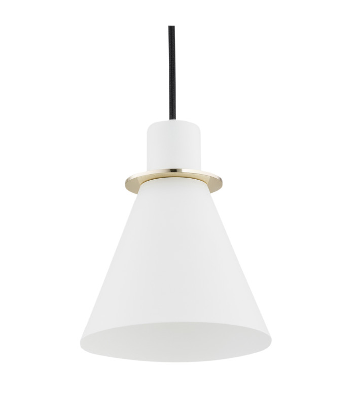 Beverly Dome Pendant Ceiling Light White Structure Brass Elements-3