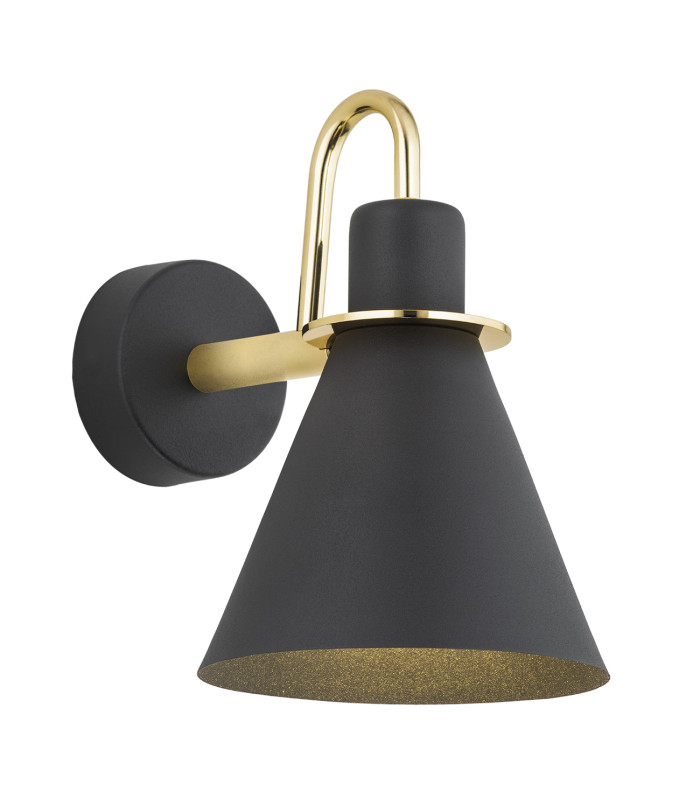Beverly Dome Wall Lamp Black Structure Brass Elements-1