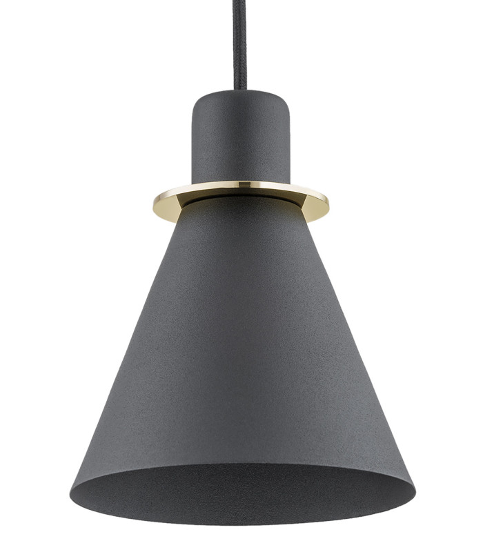 Beverly Dome Pendant Ceiling Light Black Structure Brass Elements-3