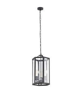 Bodrum Lanterns Pendant Ceiling 3 Light Black Structure-1