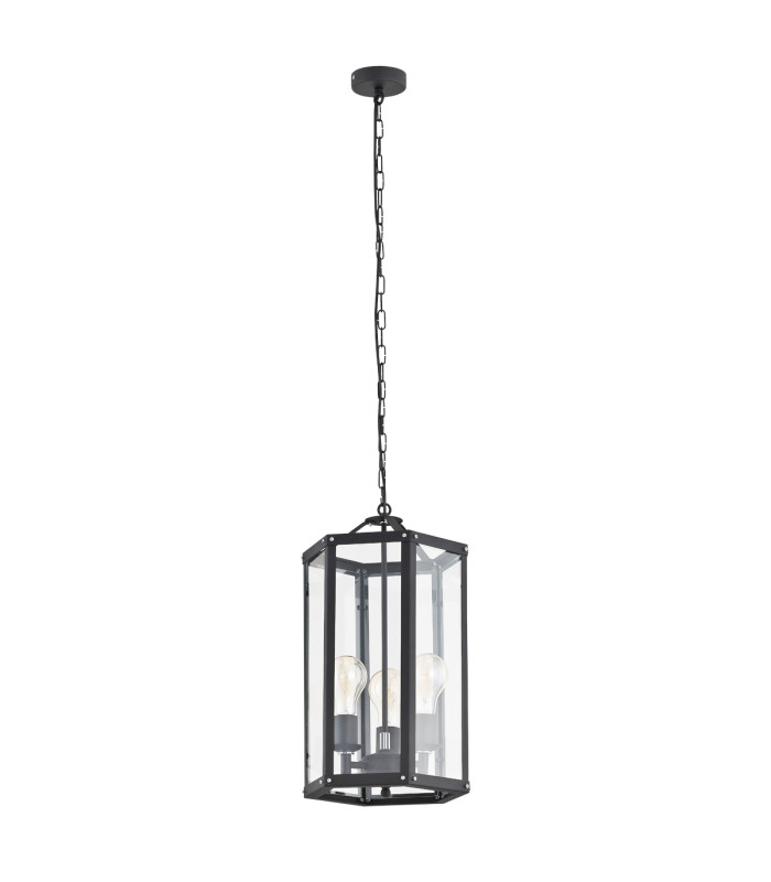 Bodrum Lanterns Pendant Ceiling 3 Light Black Structure-1