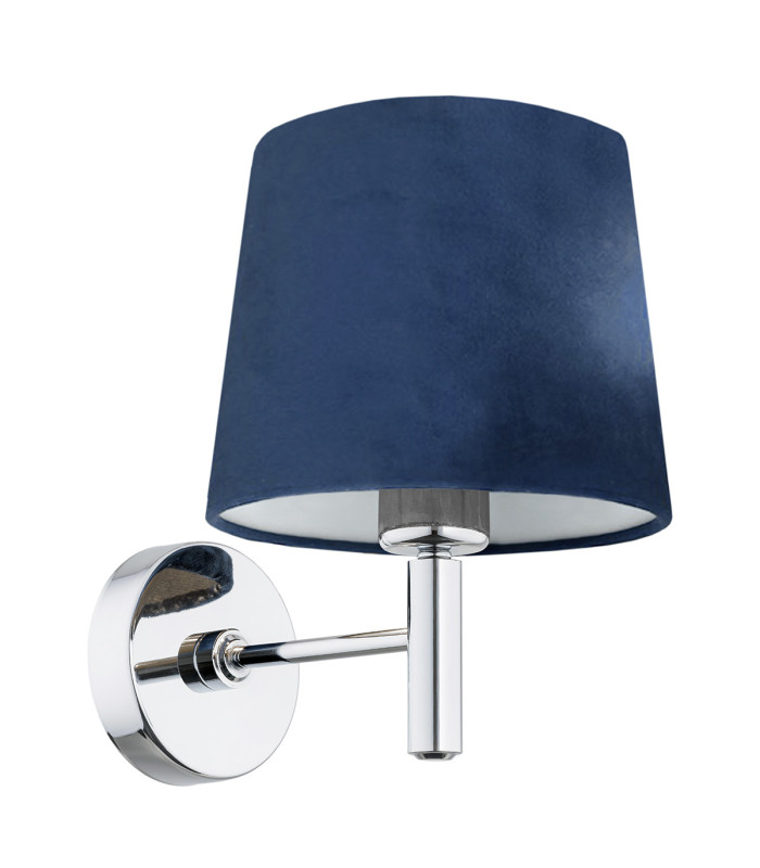 Bolzano Wall Lamp With Shade Navy Blue Chrome-1