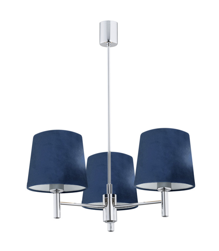 Bolzano Multi Arm Pendant Ceiling 3 Light Navy Blue Chrome-1