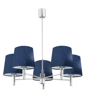 Bolzano Multi Arm Pendant Ceiling 5 Light Navy Blue Chrome-1