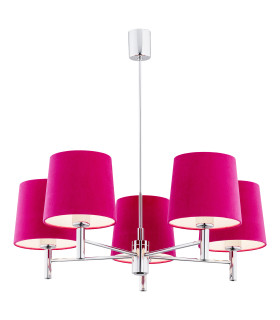 Bolzano Multi Arm Pendant Ceiling 5 Light Pink Chrome-1