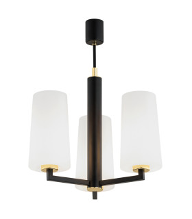 Camelot Plus Multi Arm Pendant Ceiling 3 Light Opal Matt Black Matt