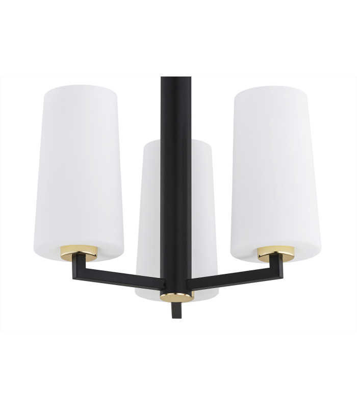 Camelot Plus Multi Arm Pendant Ceiling 3 Light Opal Matt Black Matt