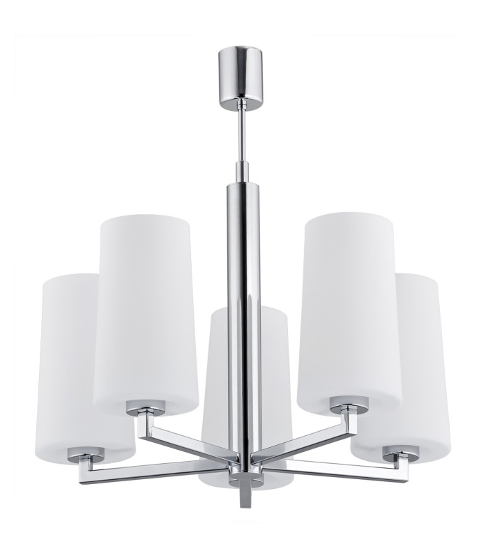 Camelot Multi Arm Pendant Ceiling 5 Light Chrome Base Glass Opal Matt-1