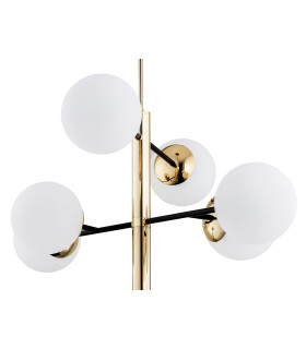 Cameron Globe Pendant Ceiling 8 Light Opal Matt Black Structure Brass Steel-2