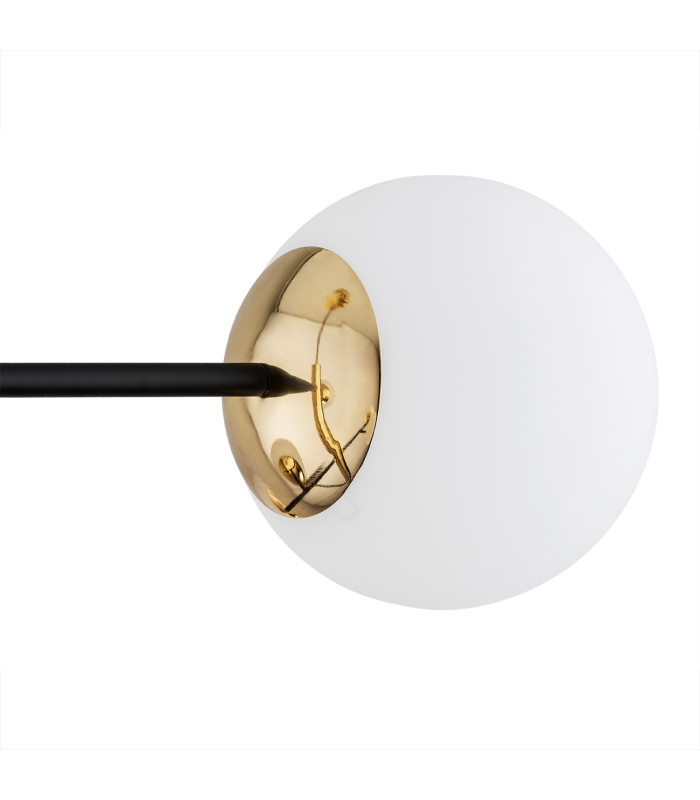 Cameron Globe Pendant Ceiling 8 Light Opal Matt Black Structure Brass Steel-4