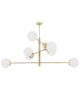 Cameron Globe Pendant Ceiling 8 Light Opal Matt Brass Steel-1