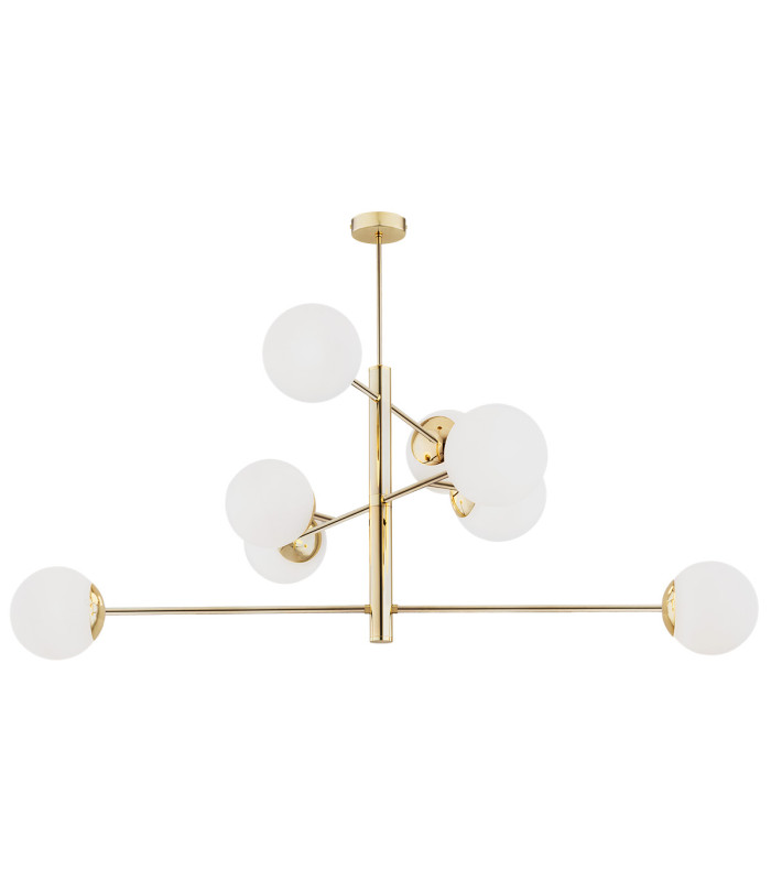 Cameron Globe Pendant Ceiling 8 Light Opal Matt Brass Steel-1