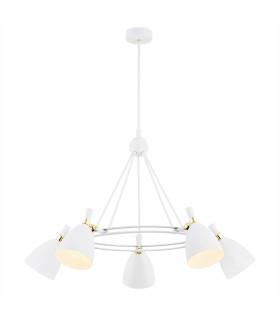 Charlotte Multi Arm Pendant Ceiling 5 Light White Structure Brass Elements-1