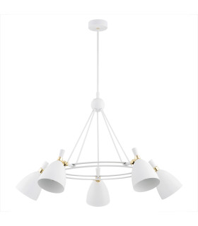 Charlotte Multi Arm Pendant Ceiling 5 Light White Structure Brass Elements-2