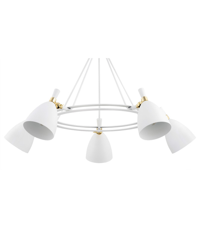 Charlotte Multi Arm Pendant Ceiling 5 Light White Structure Brass Elements-3