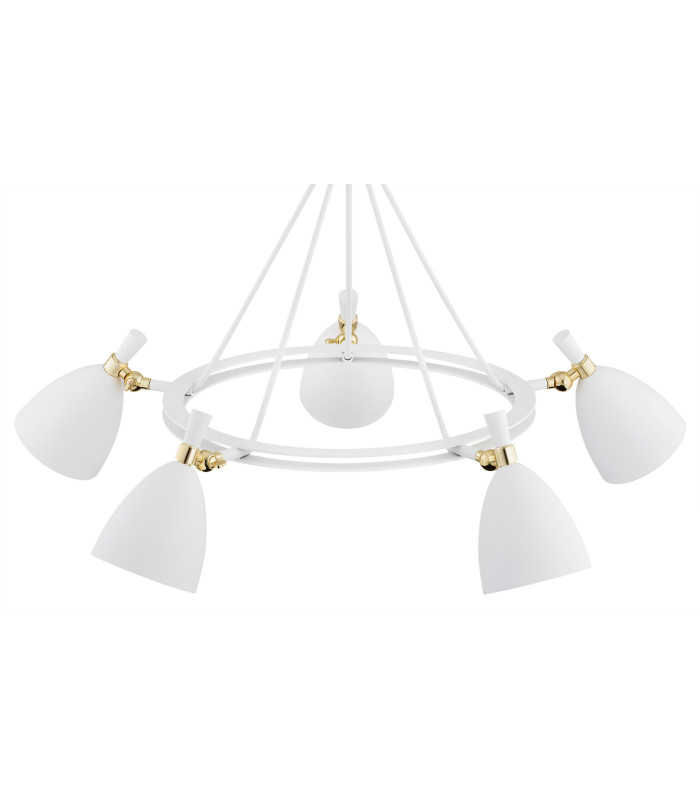 Charlotte Multi Arm Pendant Ceiling 5 Light White Structure Brass Elements-5