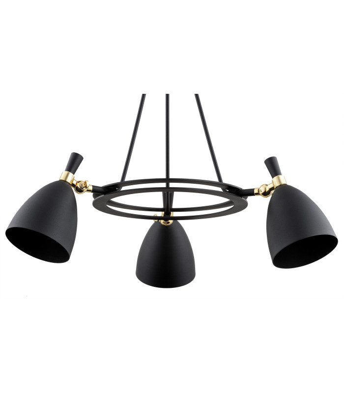 Charlotte Multi Arm Pendant Ceiling 3 Light Black Structure Brass Elements-3