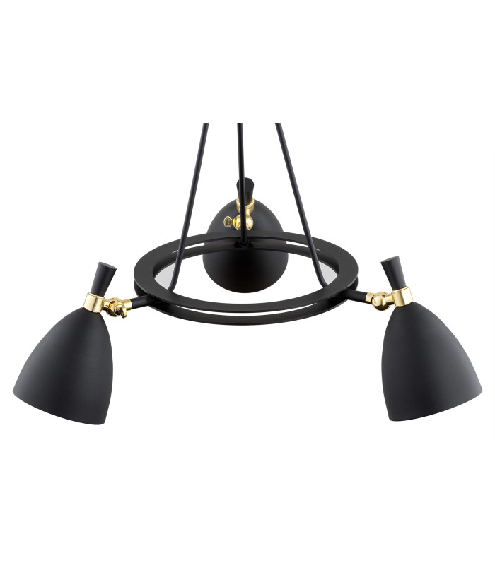 Charlotte Multi Arm Pendant Ceiling 3 Light Black Structure Brass Elements-4