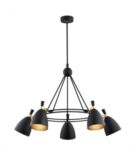 Charlotte Multi Arm Pendant Ceiling 5 Light Black Structure Brass Elements-1