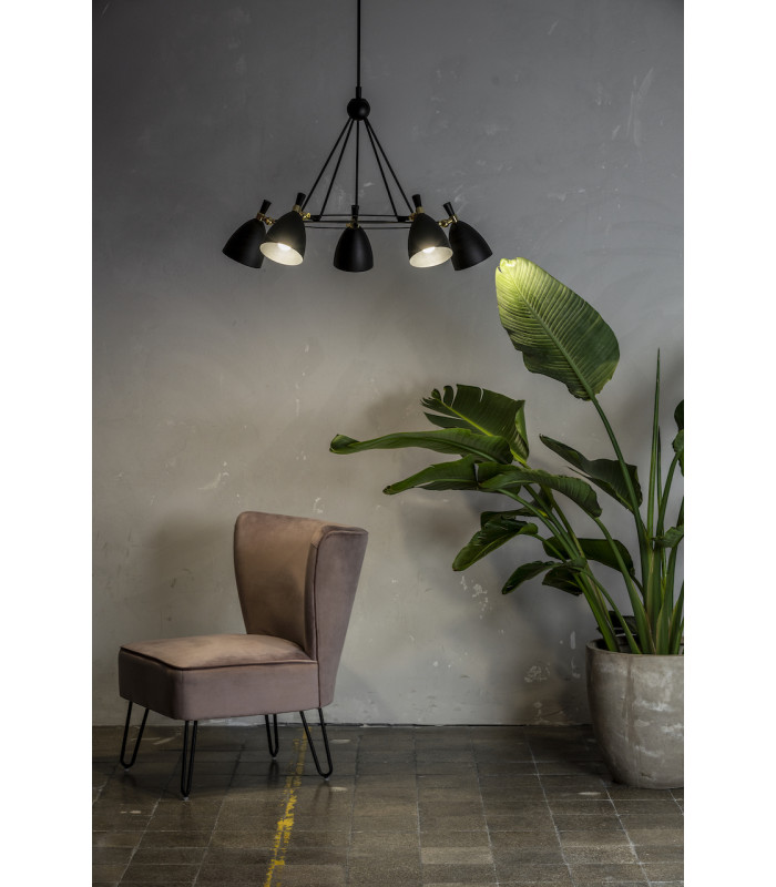 Charlotte Multi Arm Pendant Ceiling 5 Light Black Structure Brass Elements-2