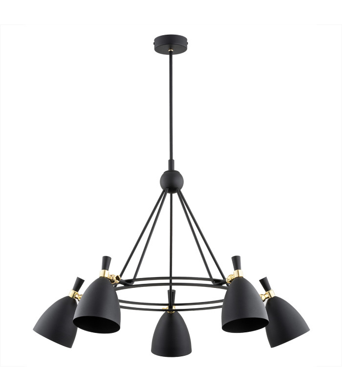 Charlotte Multi Arm Pendant Ceiling 5 Light Black Structure Brass Elements-3