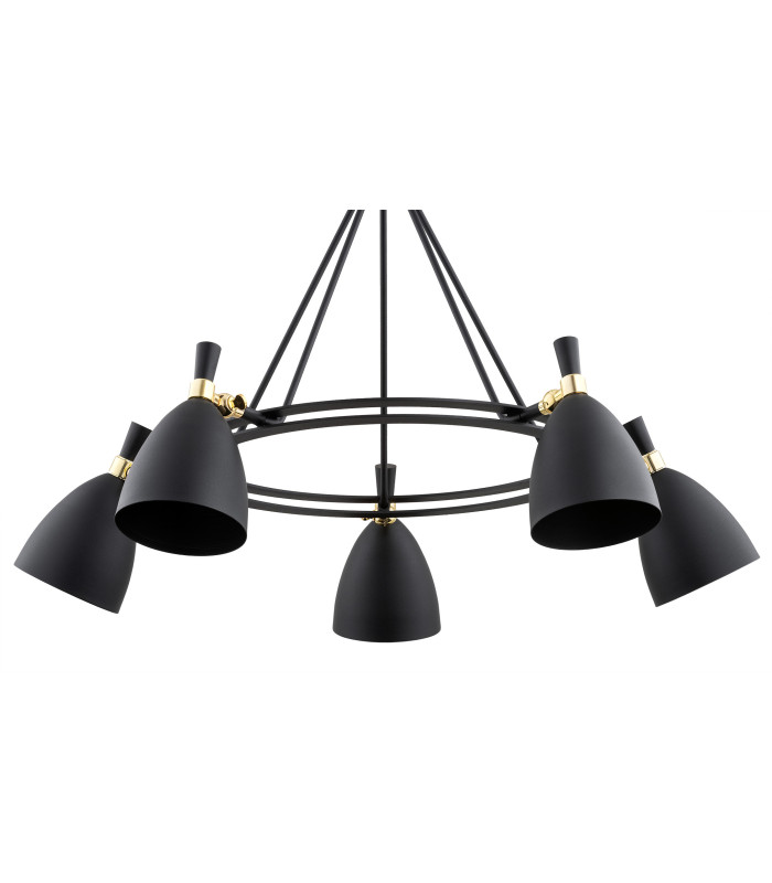 Charlotte Multi Arm Pendant Ceiling 5 Light Black Structure Brass Elements-4