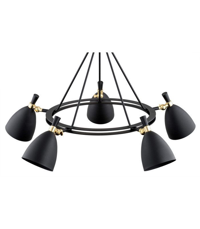 Charlotte Multi Arm Pendant Ceiling 5 Light Black Structure Brass Elements-5