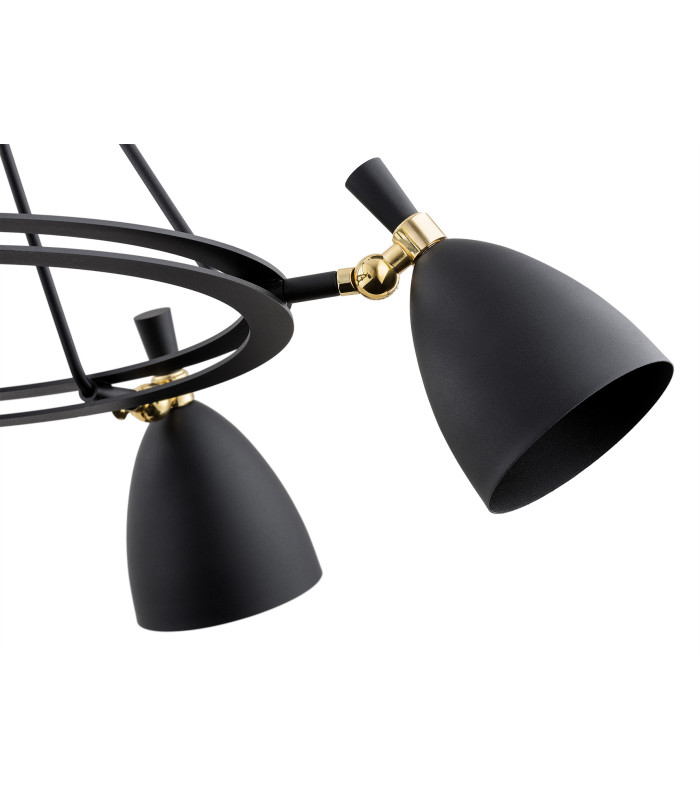 Charlotte Multi Arm Pendant Ceiling 5 Light Black Structure Brass Elements-6