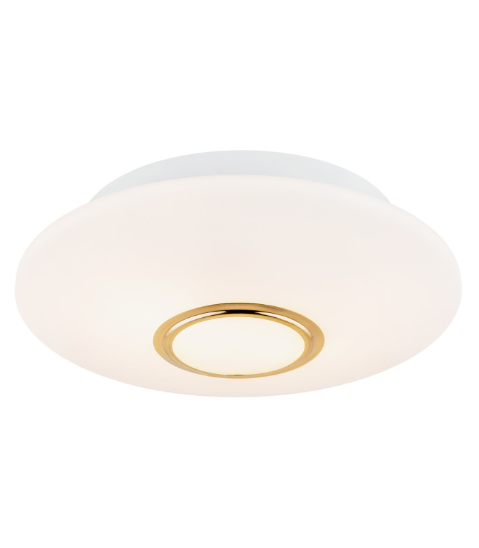 Chicago Flush Ceiling 2 Light Opal Matt Brass Elements-1