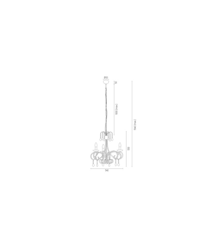 Diadema Multi Arm Pendant Ceiling 3 Light White-3