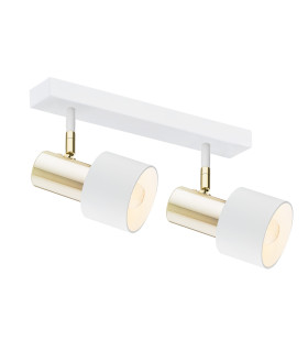 Doria Twin Ceiling Spotlight White Structure Brass Elements-1