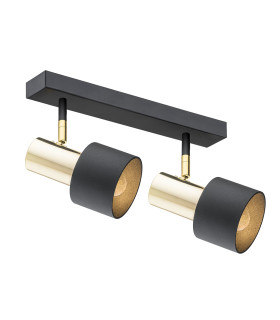 Doria Twin Ceiling Spotlight Black Structure Brass Elements-1