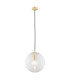 Evans Globe Pendant Ceiling Light Transparent Brushed Brass (Horizontaly Fluted Glass)-1