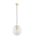 Evans Globe Pendant Ceiling Light Transparent Brushed Brass (Horizontaly Fluted Glass)-2