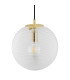 Evans Globe Pendant Ceiling Light Transparent Brushed Brass (Horizontaly Fluted Glass)-5
