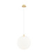 Evans Globe Pendant Ceiling Light Opal Matt Brushed Brass (Horizontaly Fluted Glass)-1