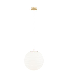 Evans Globe Pendant Ceiling Light Opal Matt Brushed Brass (Horizontaly Fluted Glass)-1