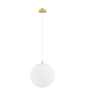 Evans Globe Pendant Ceiling Light Opal Matt Brushed Brass (Horizontaly Fluted Glass)-2